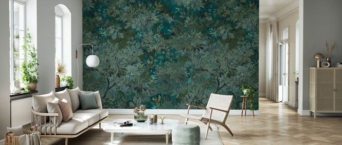 PHOTOWALL / Aesthetic Leaves Mural - Blue Green (e94695)
