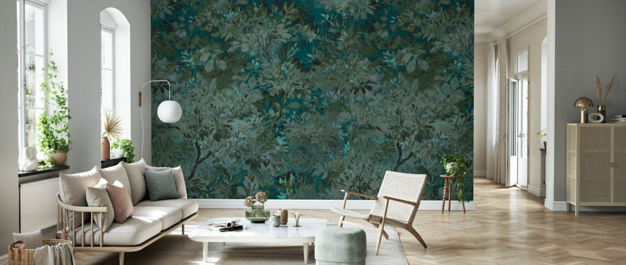 PHOTOWALL / Aesthetic Leaves Mural - Blue Green (e94695)