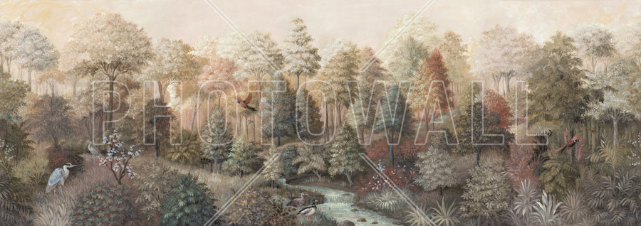 PHOTOWALL / Wildlife in Serene Forest - Beige (e94699)