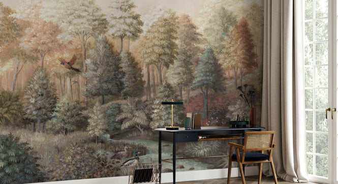 PHOTOWALL / Wildlife in Serene Forest - Beige (e94699)