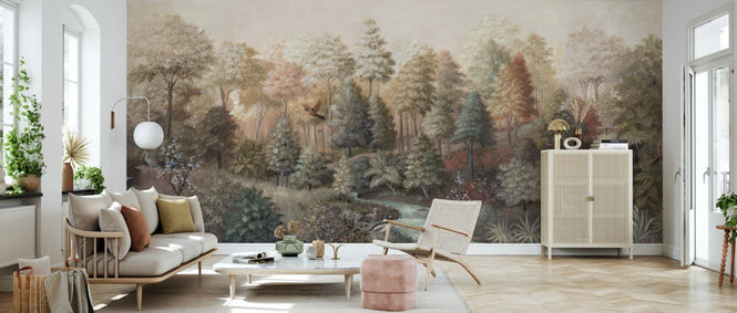 PHOTOWALL / Wildlife in Serene Forest - Beige (e94699)