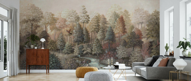 PHOTOWALL / Wildlife in Serene Forest - Beige (e94699)
