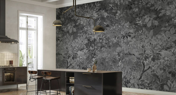 PHOTOWALL / Aesthetic Leaves Mural - Grey (e94700)