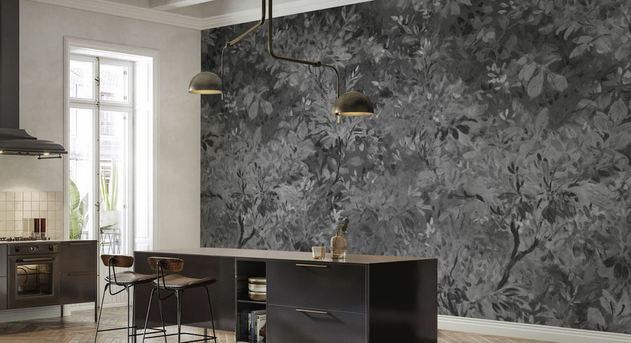 PHOTOWALL / Aesthetic Leaves Mural - Grey (e94700)