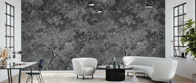PHOTOWALL / Aesthetic Leaves Mural - Grey (e94700)
