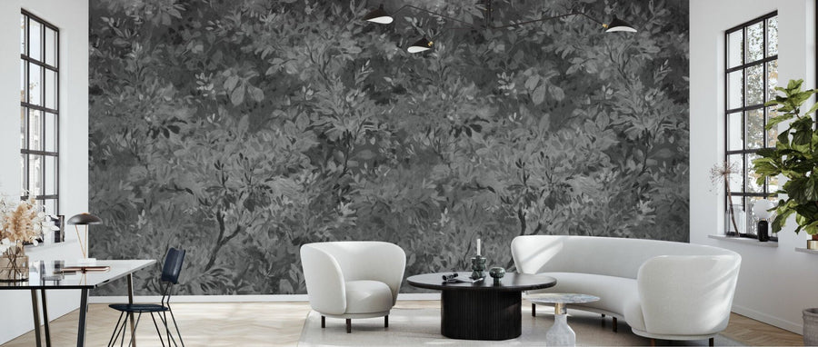 PHOTOWALL / Aesthetic Leaves Mural - Grey (e94700)