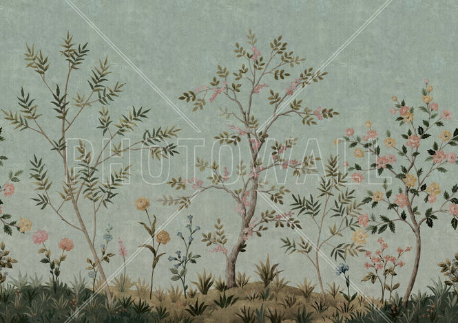 PHOTOWALL / Imperial Garden Plants - Grey (e94701)