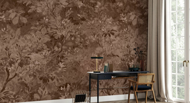 PHOTOWALL / Aesthetic Leaves Mural - Brown (e94704)