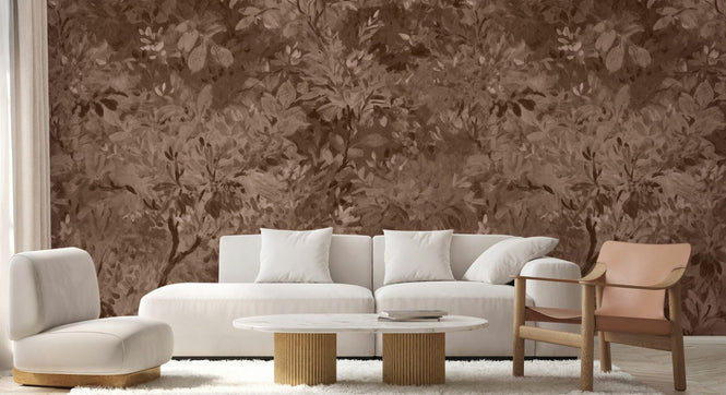PHOTOWALL / Aesthetic Leaves Mural - Brown (e94704)