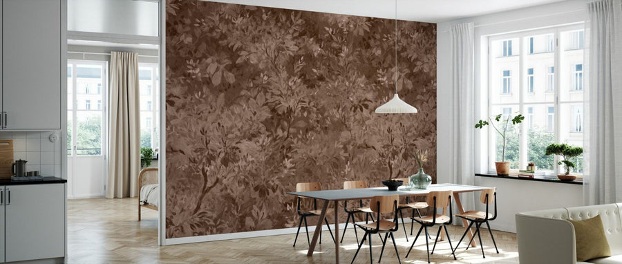 PHOTOWALL / Aesthetic Leaves Mural - Brown (e94704)