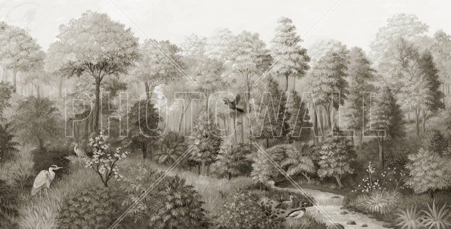 PHOTOWALL / Wildlife in Serene Forest - Sepia II (e94705)