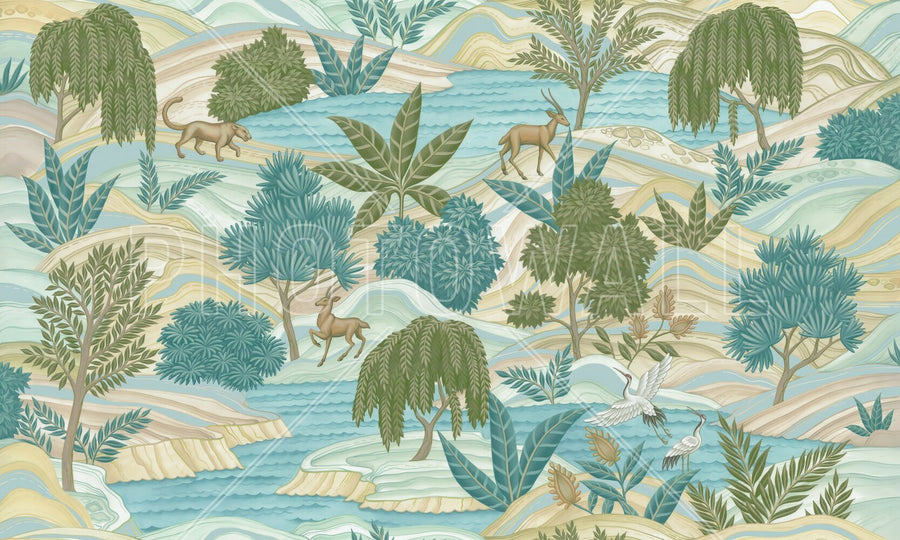 PHOTOWALL / Jungle World Fresco - Blue (e94718)