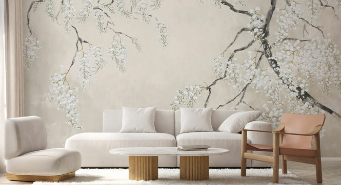 PHOTOWALL / Blossom Wisteria - Beige (e94725)