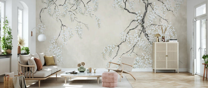 PHOTOWALL / Blossom Wisteria - Beige (e94725)
