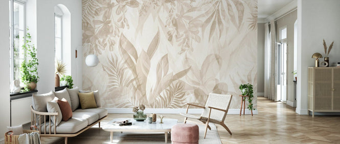 PHOTOWALL / Leafy Greenery - All Beige (e94736)