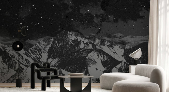 PHOTOWALL / Mountain Nightscape - BW (e94791)