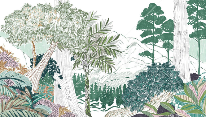 PHOTOWALL / Lush Forest Trees - Light Green (e94793)
