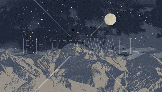PHOTOWALL / Mountain Nightscape - Blue (e94798)