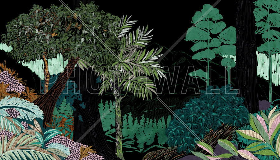 PHOTOWALL / Lush Forest Trees - Dark (e94802)