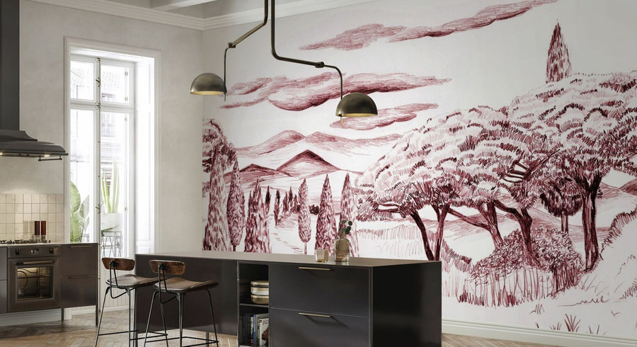 PHOTOWALL / Tropical Trees - Red (e94803)