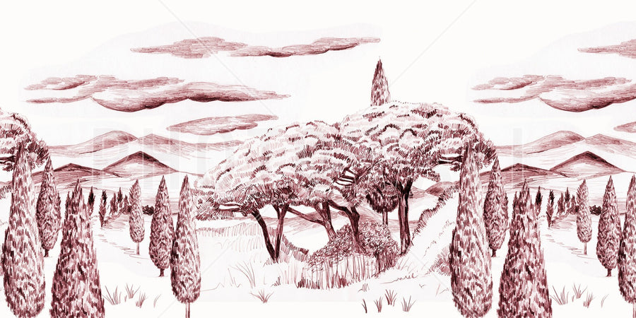 PHOTOWALL / Tropical Trees - Wide Red (e94809)