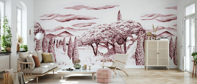 PHOTOWALL / Tropical Trees - Wide Red (e94809)