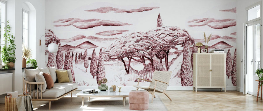 PHOTOWALL / Tropical Trees - Wide Red (e94809)