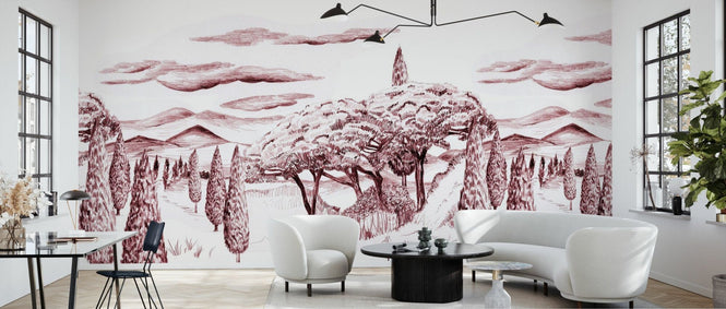 PHOTOWALL / Tropical Trees - Wide Red (e94809)