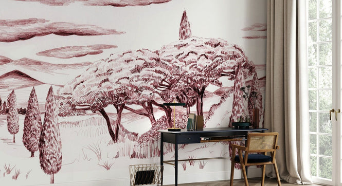 PHOTOWALL / Tropical Trees - Wide Red (e94809)