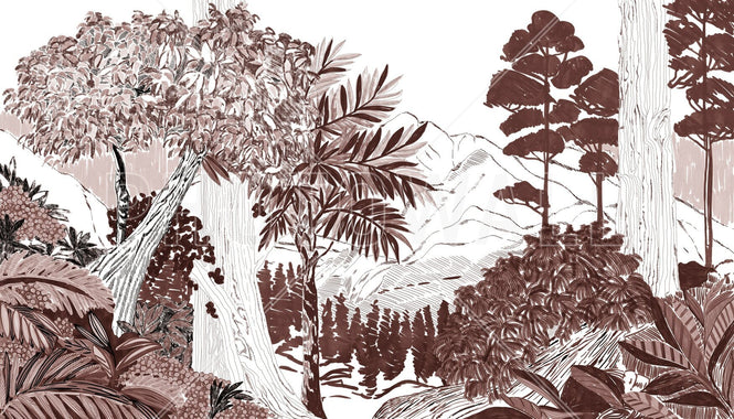 PHOTOWALL / Lush Forest Trees - Red (e94810)