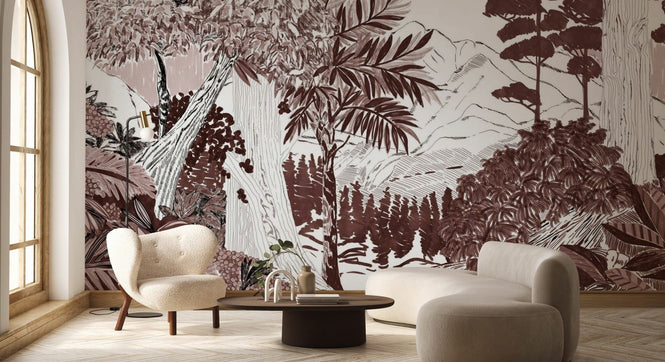 PHOTOWALL / Lush Forest Trees - Red (e94810)