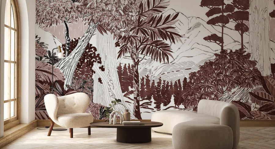 PHOTOWALL / Lush Forest Trees - Red (e94810)