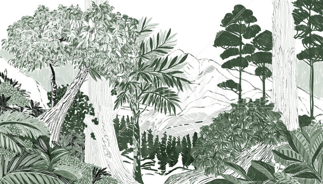 PHOTOWALL / Lush Forest Trees - Dark Green (e94811)