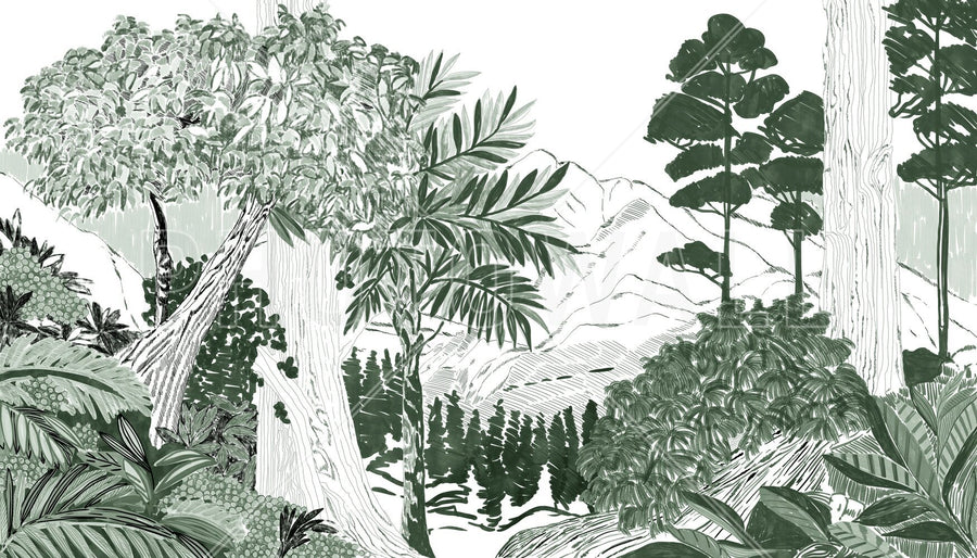 PHOTOWALL / Lush Forest Trees - Dark Green (e94811)