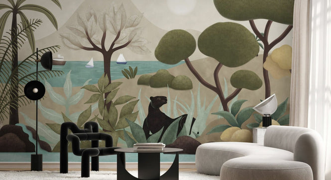 PHOTOWALL / Boats and Panther - Beige (e94814)