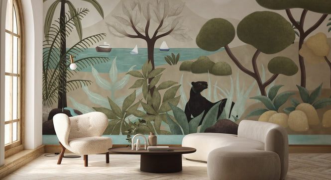 PHOTOWALL / Boats and Panther - Beige (e94814)