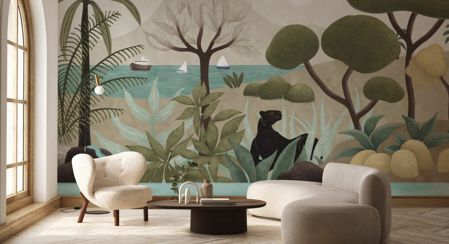 PHOTOWALL / Boats and Panther - Beige (e94814)