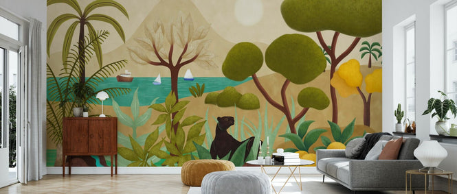 PHOTOWALL / Boats and Panther - Bright Multicolored (e94816)