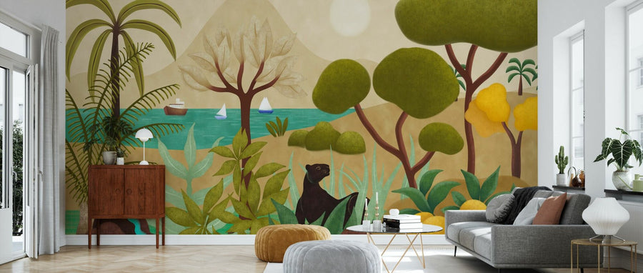 PHOTOWALL / Boats and Panther - Bright Multicolored (e94816)