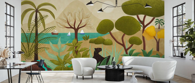 PHOTOWALL / Boats and Panther - Bright Multicolored (e94816)