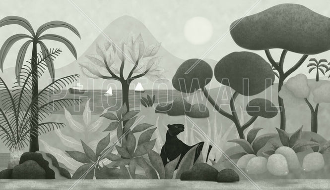 PHOTOWALL / Boats And Panther - Grey (e94817)