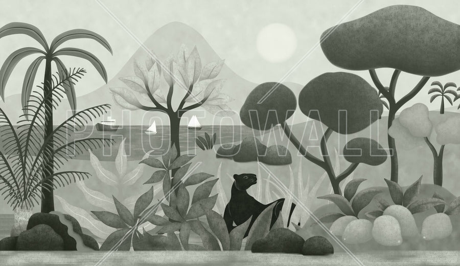 PHOTOWALL / Boats And Panther - Grey (e94817)