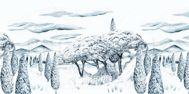 PHOTOWALL / Tropical Trees - Wide Blue (e94819)