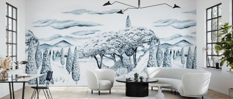 PHOTOWALL / Tropical Trees - Wide Blue (e94819)