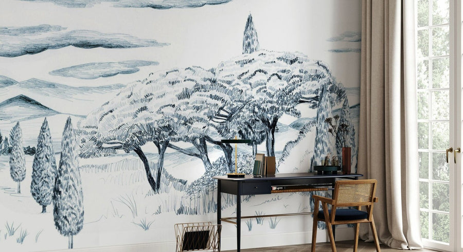 PHOTOWALL / Tropical Trees - Wide Blue (e94819)