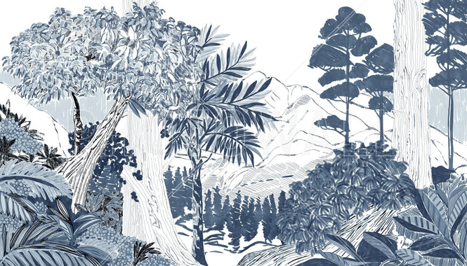 PHOTOWALL / Lush Forest Trees - Blue (e94821)
