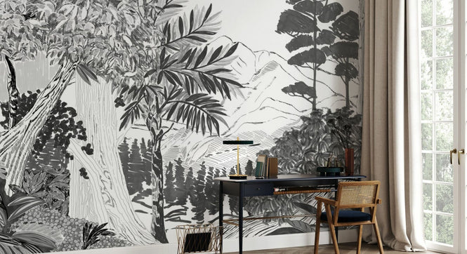 PHOTOWALL / Lush Forest Trees - BW (e94822)