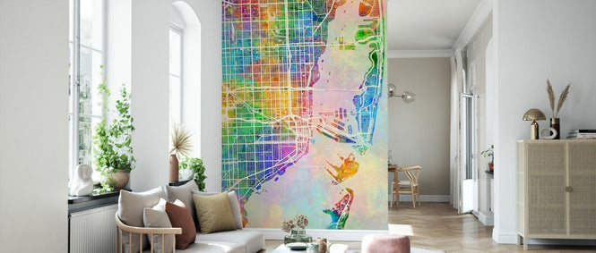 PHOTOWALL / Miami Florida City Street Map - Multicolor (e94827)
