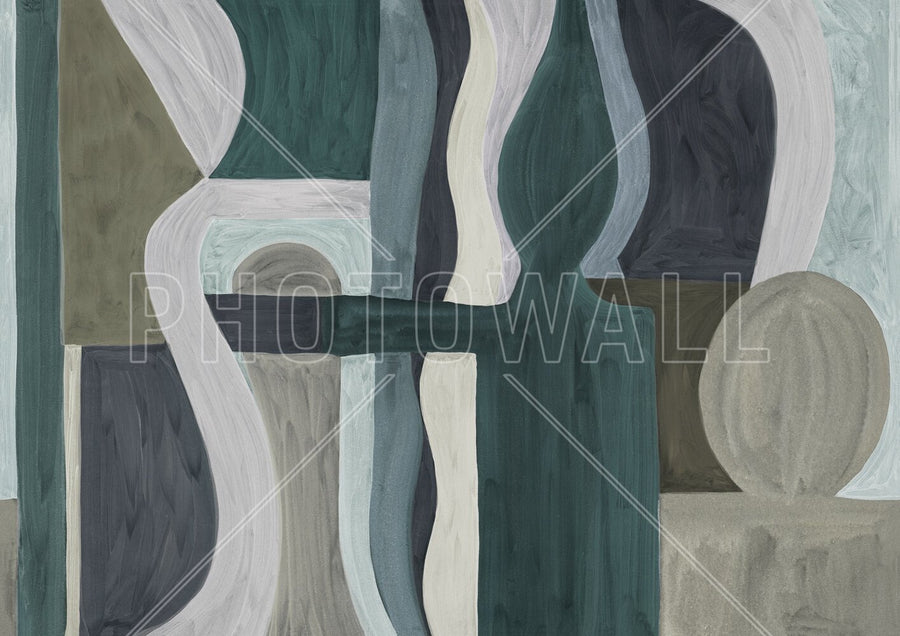 PHOTOWALL / Geometric Modern Abstract - Dark Green (e94840)