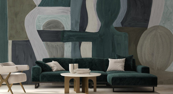 PHOTOWALL / Geometric Modern Abstract - Dark Green (e94840)